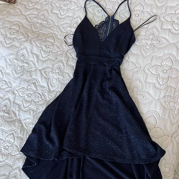 windsor dark blue dress Small Navy Junior Size Prom Ball Floor Length Beautiful stretchy bust and waistband WINDSOR Short Satin Dress Navy